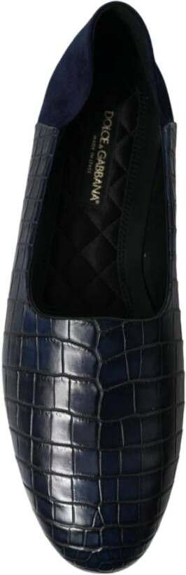 Dolce & Gabbana Elegante Blauwe Krokodillen Loafers Blue Heren