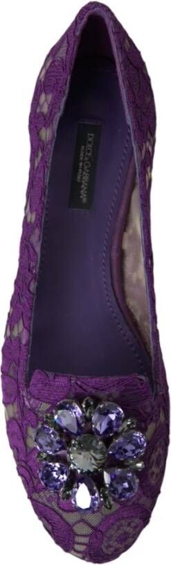 Dolce & Gabbana Elegante bloemenkant Vally platte schoenen Purple Dames