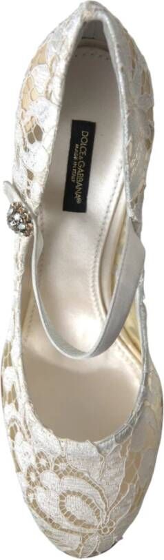 Dolce & Gabbana Elegante Blokhak Sandalen Roomwit Beige Dames