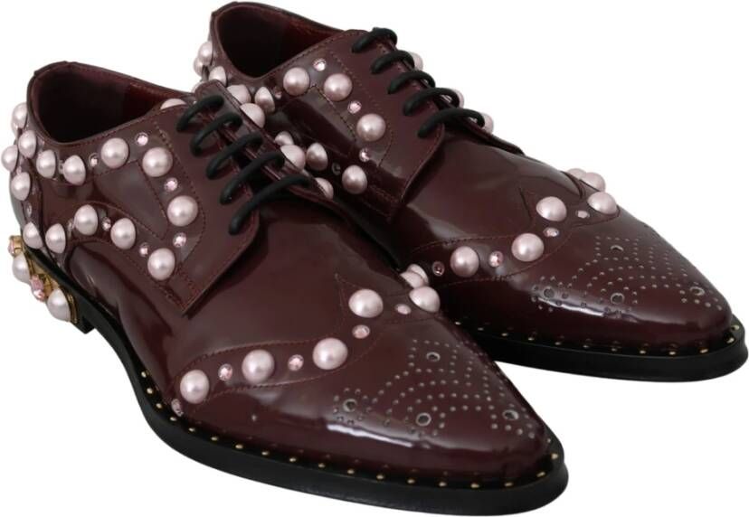 Dolce & Gabbana Elegante bordeaux veterschoenen Brown Dames