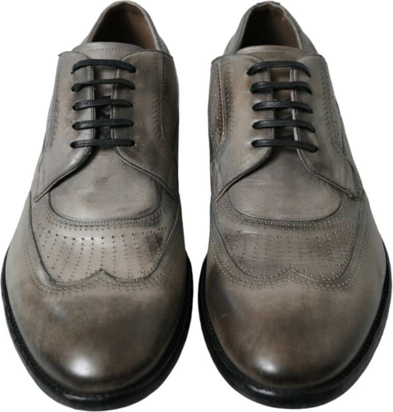 Dolce & Gabbana Elegante Derby Schoenen Bruin Leer Gray Heren