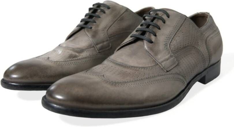 Dolce & Gabbana Elegante Derby Schoenen Bruin Leer Gray Heren