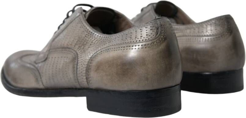 Dolce & Gabbana Elegante Derby Schoenen Bruin Leer Gray Heren