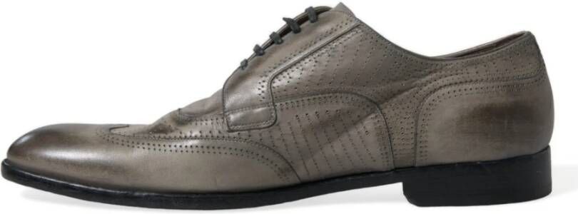 Dolce & Gabbana Elegante Derby Schoenen Bruin Leer Gray Heren