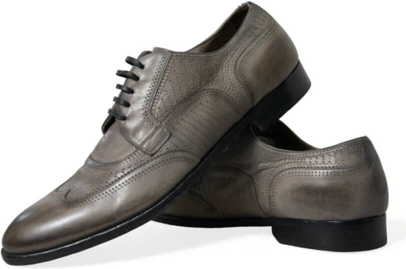 Dolce & Gabbana Elegante Derby Schoenen Bruin Leer Gray Heren