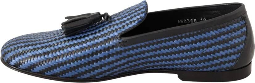 Dolce & Gabbana Elegante geweven leren loafers Blue Heren