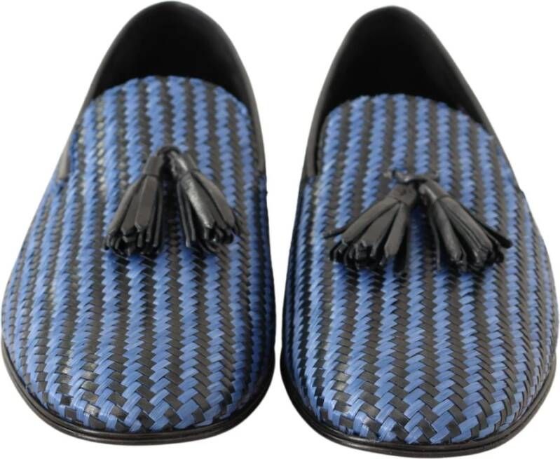 Dolce & Gabbana Elegante geweven leren loafers Blue Heren