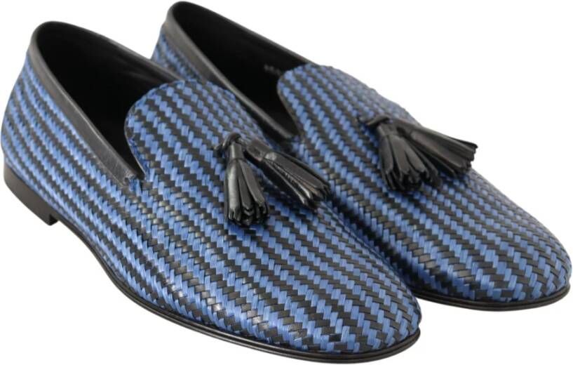 Dolce & Gabbana Elegante geweven leren loafers Blue Heren