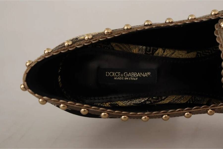 Dolce & Gabbana Elegante Gouden Jacquard Brokaat Pumps Yellow Dames