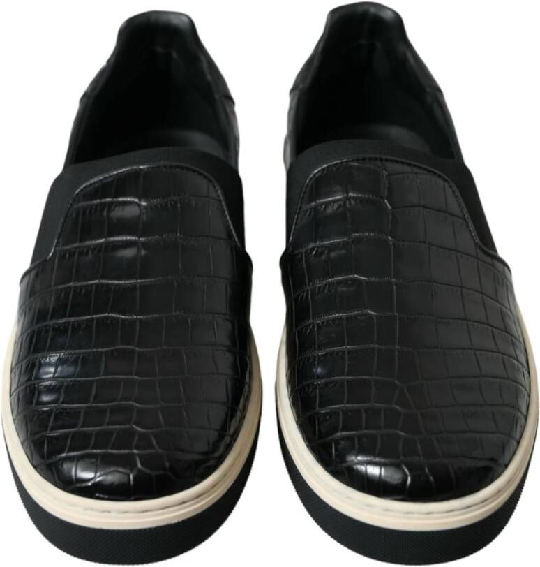 Dolce & Gabbana Elegante lage sneakers van krokodillenleer Black Heren