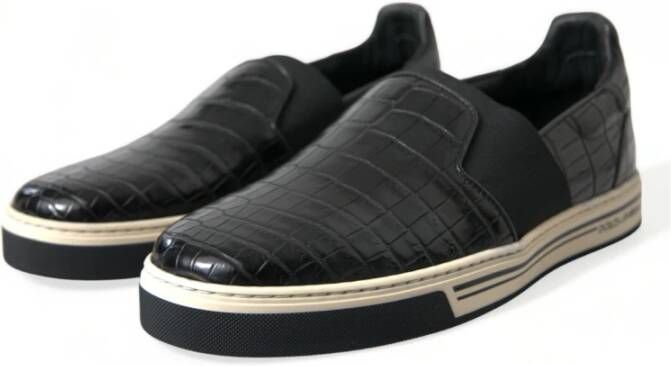 Dolce & Gabbana Elegante lage sneakers van krokodillenleer Black Heren