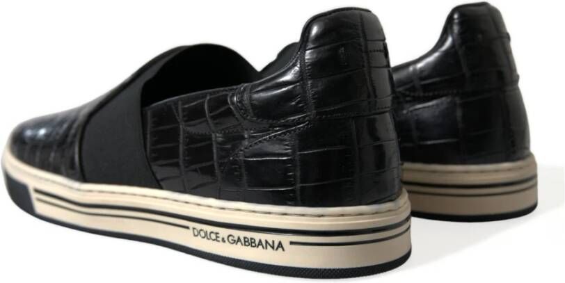 Dolce & Gabbana Elegante lage sneakers van krokodillenleer Black Heren