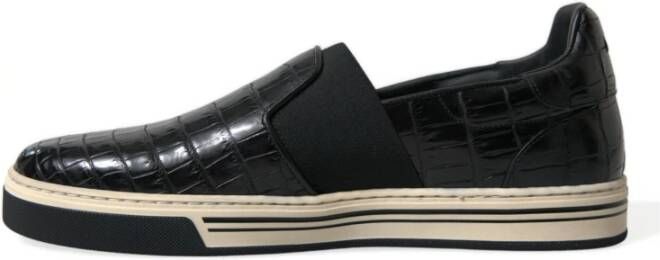 Dolce & Gabbana Elegante lage sneakers van krokodillenleer Black Heren