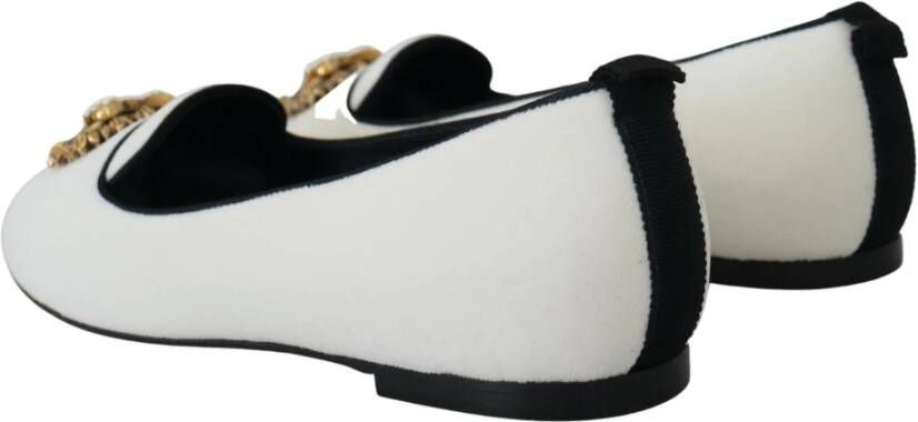 Dolce & Gabbana Elegante Loafers met Gouden Hartdetail White Dames