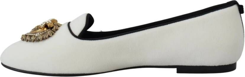 Dolce & Gabbana Elegante Loafers met Gouden Hartdetail White Dames