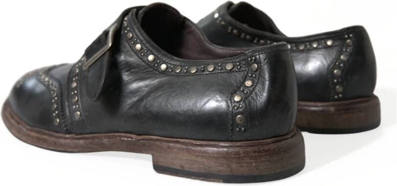 Dolce & Gabbana Elegante Monniksband Kalfsleren Schoenen Black Heren