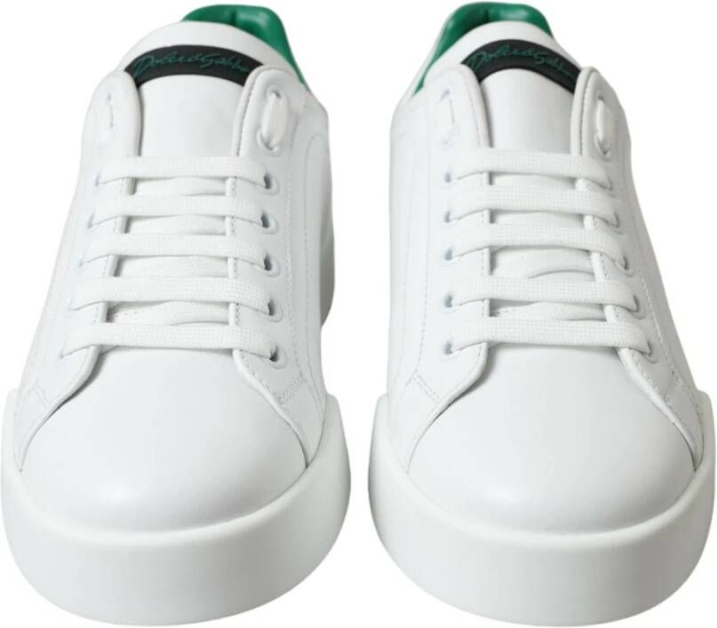 Dolce & Gabbana Elegante Portofino Leren Sneakers White Heren