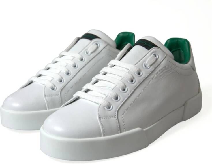 Dolce & Gabbana Elegante Portofino Leren Sneakers White Heren