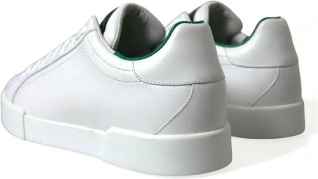 Dolce & Gabbana Elegante Portofino Leren Sneakers White Heren