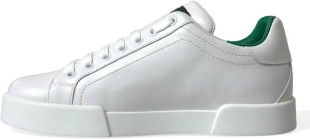 Dolce & Gabbana Elegante Portofino Leren Sneakers White Heren