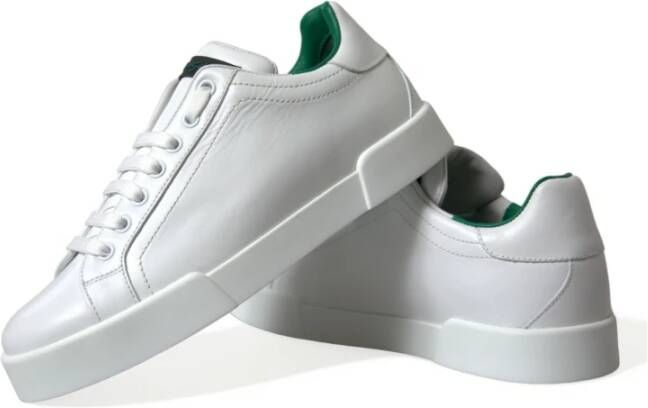 Dolce & Gabbana Elegante Portofino Leren Sneakers White Heren