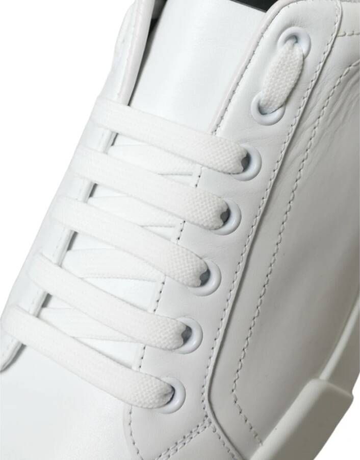 Dolce & Gabbana Elegante Portofino Leren Sneakers White Heren