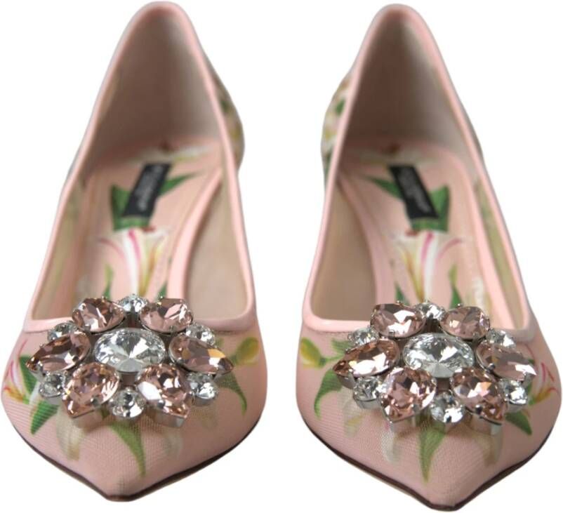 Dolce & Gabbana Elegante Roze Bloemen Kristal Pumps Pink Dames