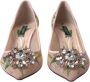 Dolce & Gabbana Elegante Roze Bloemen Kristal Pumps Pink Dames - Thumbnail 8