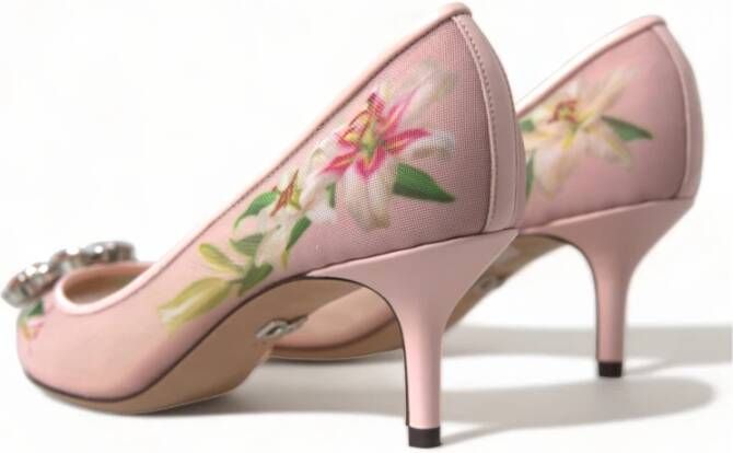 Dolce & Gabbana Elegante Roze Bloemen Kristal Pumps Pink Dames