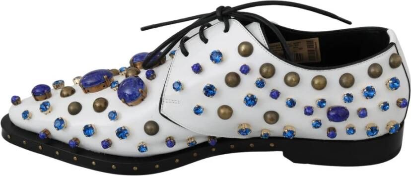 Dolce & Gabbana Elegante witte leren schoenen met kristallen Multicolor Dames