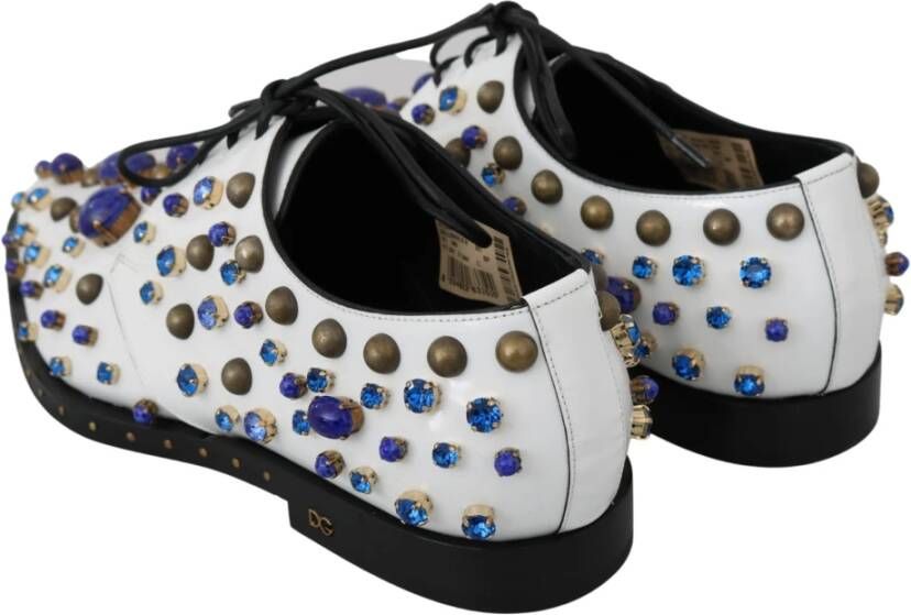 Dolce & Gabbana Elegante witte leren schoenen met kristallen Multicolor Dames