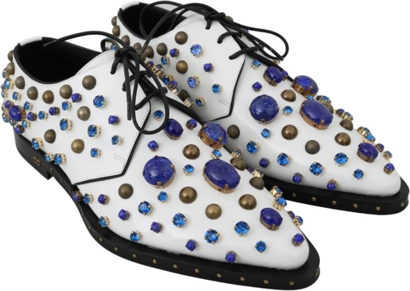 Dolce & Gabbana Elegante witte leren schoenen met kristallen Multicolor Dames