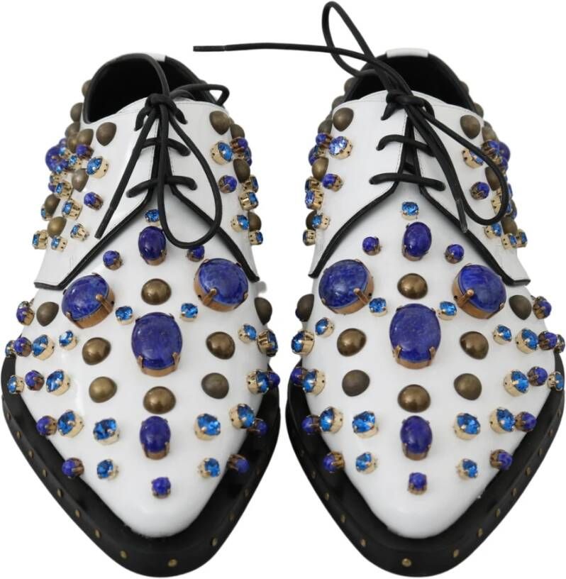 Dolce & Gabbana Elegante witte leren schoenen met kristallen Multicolor Dames