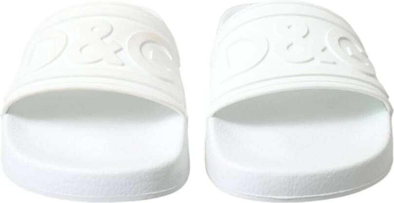 Dolce & Gabbana Elegante witte logo-slippers White Dames