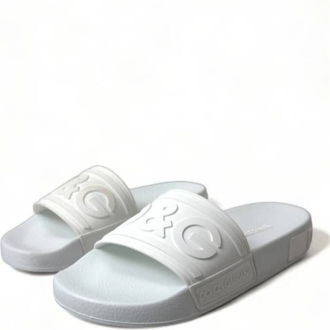 Dolce & Gabbana Elegante witte logo-slippers White Dames