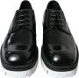 Dolce & Gabbana Elegante Zwart en Wit Leren Derby Schoenen Black Heren - Thumbnail 3