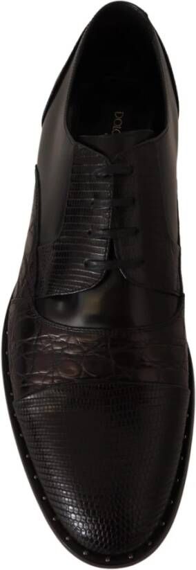 Dolce & Gabbana Elegante Zwarte Derby Oxford Wingtips Brown Heren