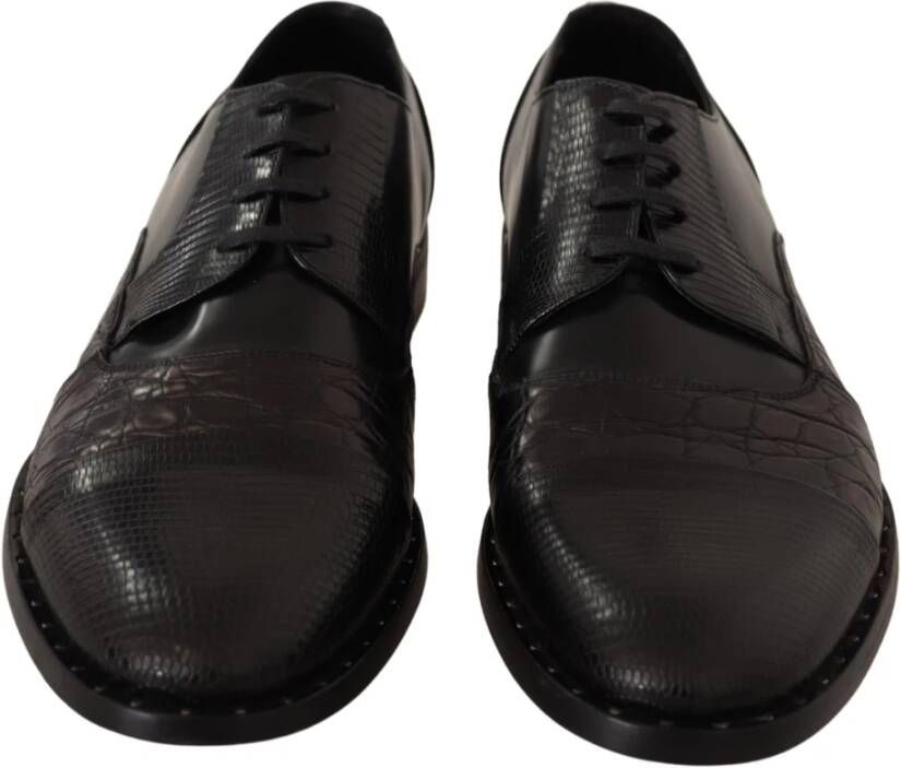 Dolce & Gabbana Elegante Zwarte Derby Oxford Wingtips Brown Heren