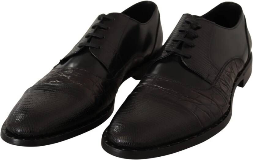 Dolce & Gabbana Elegante Zwarte Derby Oxford Wingtips Brown Heren