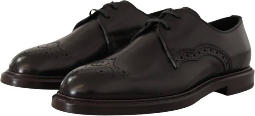 Dolce & Gabbana Elegante Zwarte Derby Schoenen Brown Heren