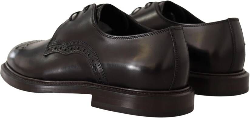 Dolce & Gabbana Elegante Zwarte Derby Schoenen Brown Heren