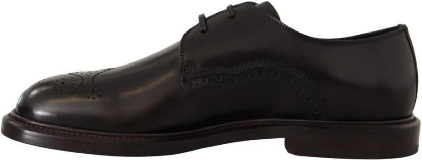 Dolce & Gabbana Elegante Zwarte Derby Schoenen Brown Heren