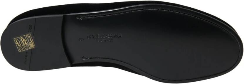 Dolce & Gabbana Elegante zwarte fluwelen loafers voor heren Black Heren