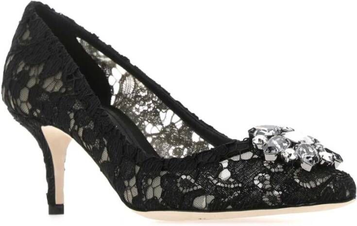 Dolce & Gabbana Elegante Zwarte Kant Pumps Black Dames