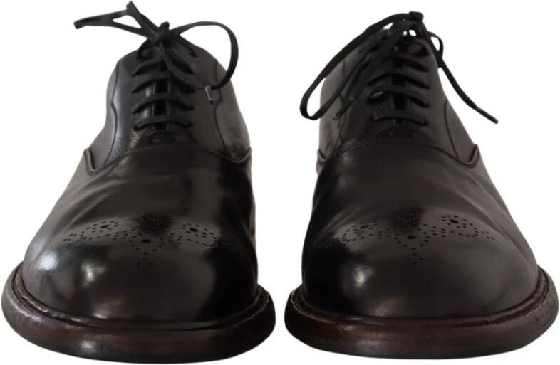 Dolce & Gabbana Elegante Zwarte Leren Derby Formele Schoenen Black Heren