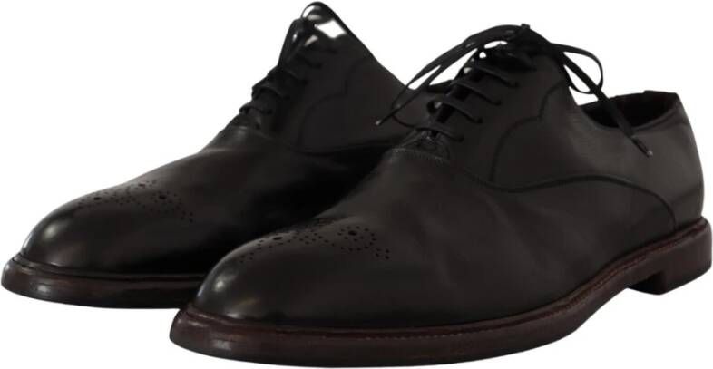 Dolce & Gabbana Elegante Zwarte Leren Derby Formele Schoenen Black Heren