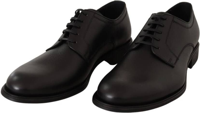 Dolce & Gabbana Elegante Zwarte Leren Derby Schoenen Black Heren