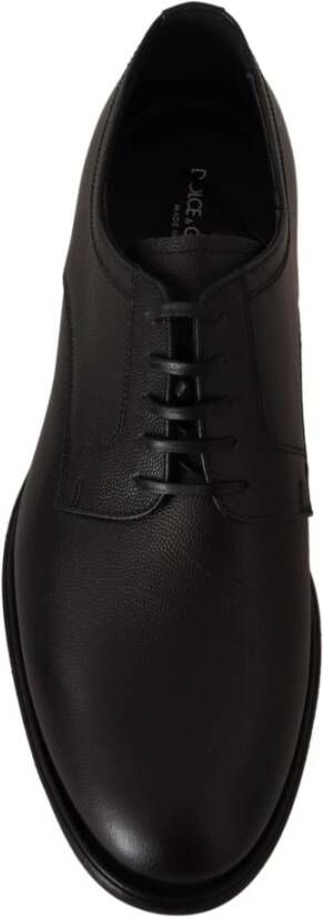 Dolce & Gabbana Elegante Zwarte Leren Derby Schoenen Black Heren