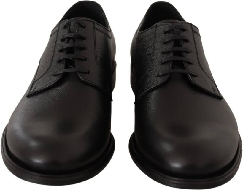 Dolce & Gabbana Elegante Zwarte Leren Derby Schoenen Black Heren