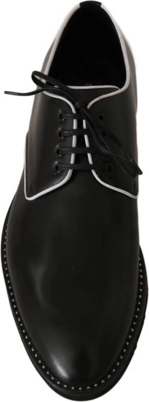 Dolce & Gabbana Elegante Zwarte Leren Derby Schoenen Black Heren